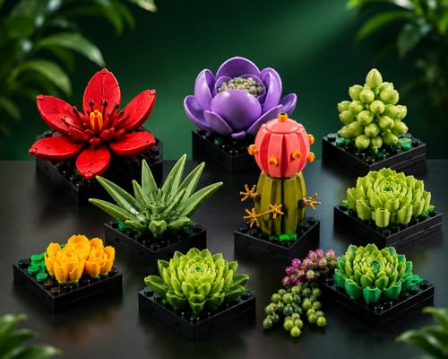 Image of Building Block Succulent Plant Set for Adults & Kids | DIY Botanical Flower Decor Kit (771 PCS) | Creative Home Decor Bonsai Model | Stress Relief Hobby Gift | Compatible with Lego Blocks