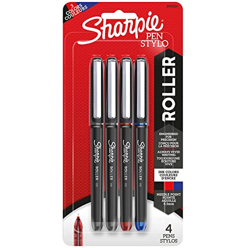 SHARPIE Rollerball Pen, Needle Point (0.5mm) Precision Pen, Black Ink, 12 Count