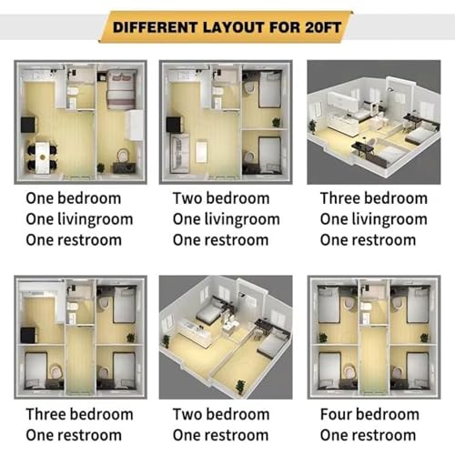 20FT Expandable Tiny House to Live in for Adults with Bathroom & Full Kitchen, Modern Container Prefab Tiny Home for Sale with 2 Bedrooms, Portable Custom Prefabricated Outdoor Foldable House - Image 6