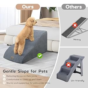   Extended-Dog-Stairs-Steps-for-Couch-Sofa-Bed-2-Steps-Dog-Stairs-Ramp-for-Small-Old-Joint-Injury-Dogs-Cats-Easy-Access-Pet-Stairs-with-High-Density-Foam-Nonslip-Bottom-Lint-Roller-Gray