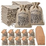 Tanlade 50 Sets Funeral Favors Forever in Our Hearts Seed Packet Organizer Favor Burlap Bag with Prayer Memorial Tags and Twine for Celebration of Life Loss of Loved One, No Seeds (Forget Me Not)