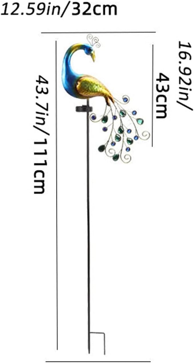 LUCBEI tuindecoratie buiten Solar Peacock Garden Lamp Outdoor Binnenplaats Decoratieve Vloer Plug Ornamenten Ijzer Metalen Ambachten standbeelden photo 3
