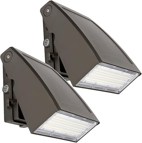 Dakason - Paquete de 2 luces LED de pared de 60 W, fotocélula, cabeza ajustable, luz de seguridad de corte completo, 5000 K 6600 lm reemplaza