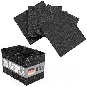 Terrassenpads 50 Stück - 90x90x3mm - Gummigranulat Unterlage für Terrasse & Balkon - Bautenschutzmatte Made in Germany