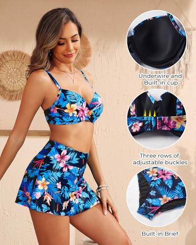 Yonique Womens Underwire Bikini with Skirt - Push Up Bathing Suit Two Piece High Waisted Swimsuit 2025 Swimwear2