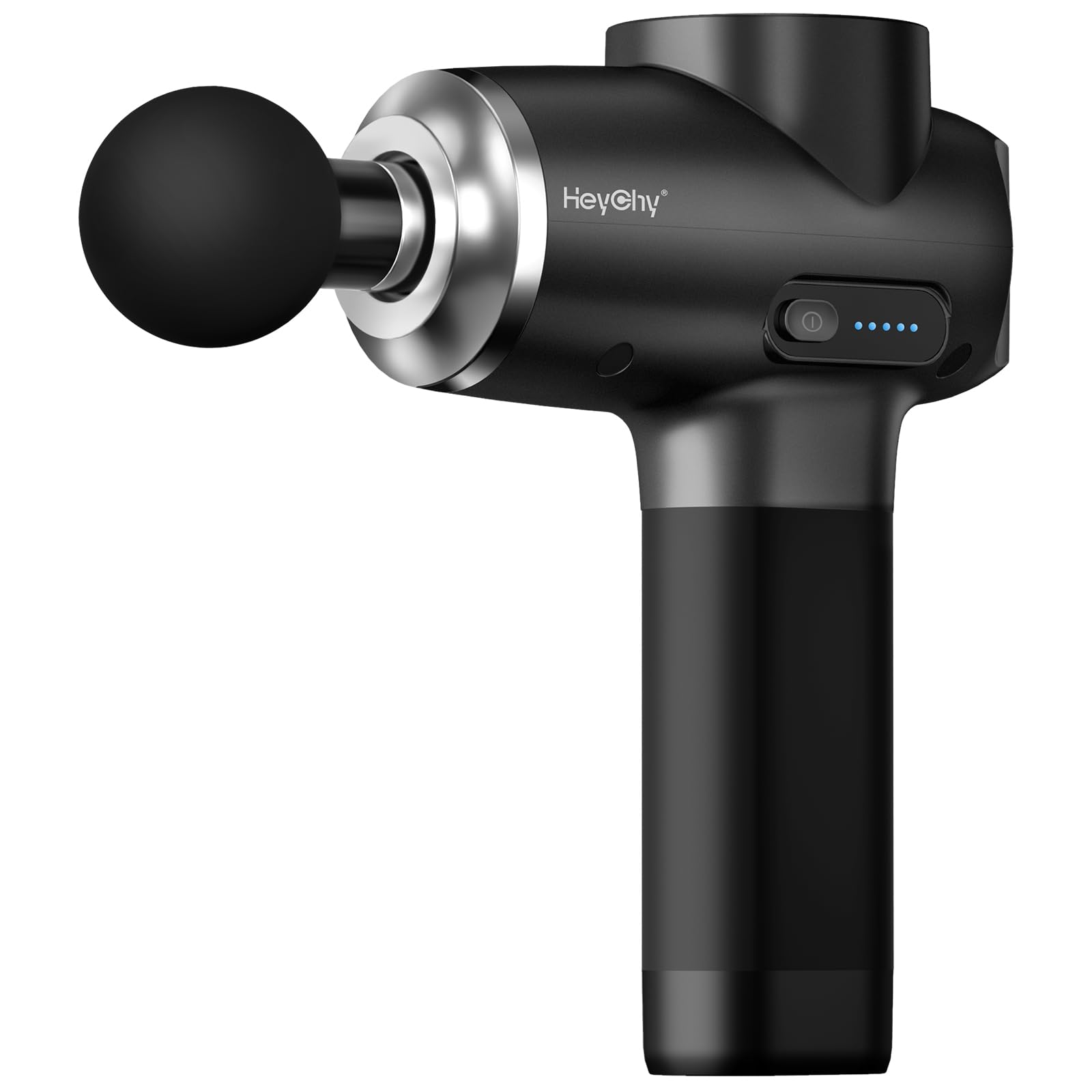 HEYCHY Massagepistole, Elektrische Faszienmassagepistole,12mm Amplitude Massage Gun Massagegerät mit 5 Geschwindigkeiten und 5 Köpfen zur, für Rücken, Beine und Körper, Geschenke Vermissen für Männer