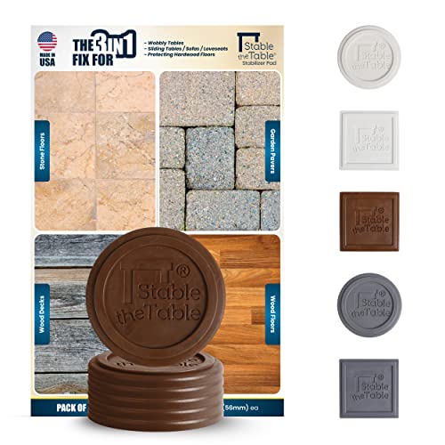 Stable The Table-6 Pack, Walnut Round/Multi-Use Furniture Pads/Furniture Leveler/Non Slip Furniture Pads/Floor Protector/Use With Tables, Sofas, Loveseats/Made In Usa #TOP4