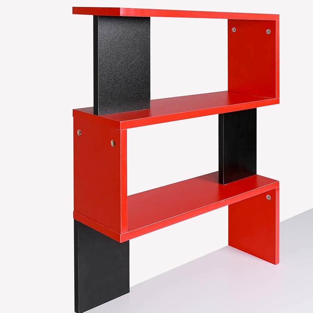 BAKAJI Scrivania con Doppia Libreria 7 Ripiani Tavolo da Lavoro Porta Pc Computer Struttura e Piano in Legno MDF Arredamento Casa Ufficio Cameretta Design Moderno 120 x 60 x 148 cm (Red)