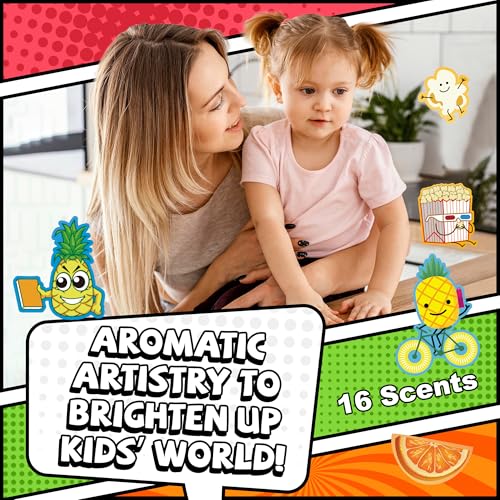 HORIECHALY Smelly Stickers for Kids, Scratch & Sniff Scented Stickers 16 Unique Scents 80 Sheets 1210 Pieces 153 Creative Designs Including Fruits, Foods, Flowers. Spark Joy & Learning in Your Child