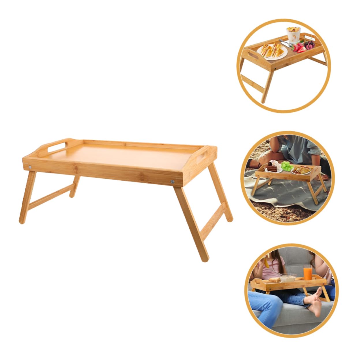 Sosoport Vassoio Letto Pieghevole in Legno con Maniglie e Supporto per Laptop per Piccoli Spazi