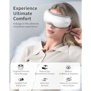 arboleaf Eye Massager with Heat, Heated Eye Massager for Migraines with Compression and Music, Wireless Eye Mask Massager with Heat, 5 Modes Portable Massaging Eye mask for Relieve Eye Strain arboleaf Eye Massager with Heat Heated Eye Massager for Migraines with Compression and Music Wireless Eye Mask Massager with Heat 5 Modes Portable Massaging Eye mask for Relieve Eye Strain
