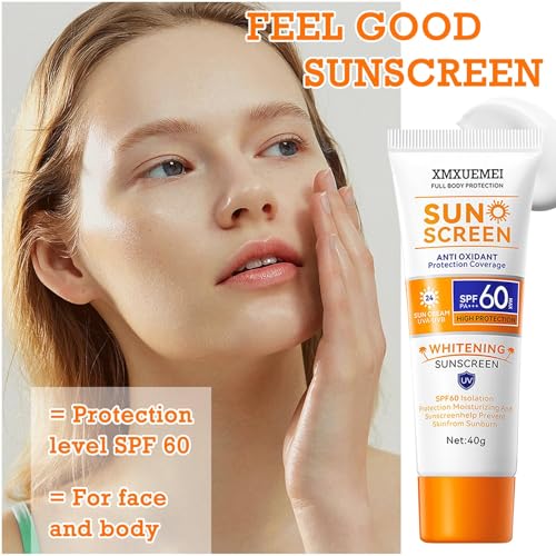 XMXueMei Face Sunscreen Cream SPF60+ PA+++,Travel Size Sunscreen for Face,Lightweight Sun Cream for All Skin Types,Moisturizing Sunblock Long Lasting Non-greasy Facial Moisturizer