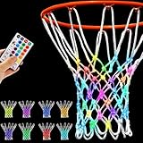 NewBEP Lighted Basketball Net - LED Replacement Basketball Nets, Change Colors with Remote, LED Basketball Net Light for Outdoor Indoor 10 Loops Rim