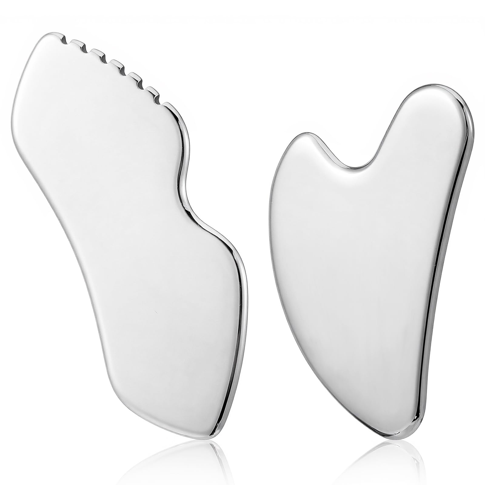 2PCS Lymphatic Drainage Massager Face Stainless Steel Gua Sha Metal Guasha Set for Face Body Detailer Gua Sha Sculpting Tool Tighten Skin