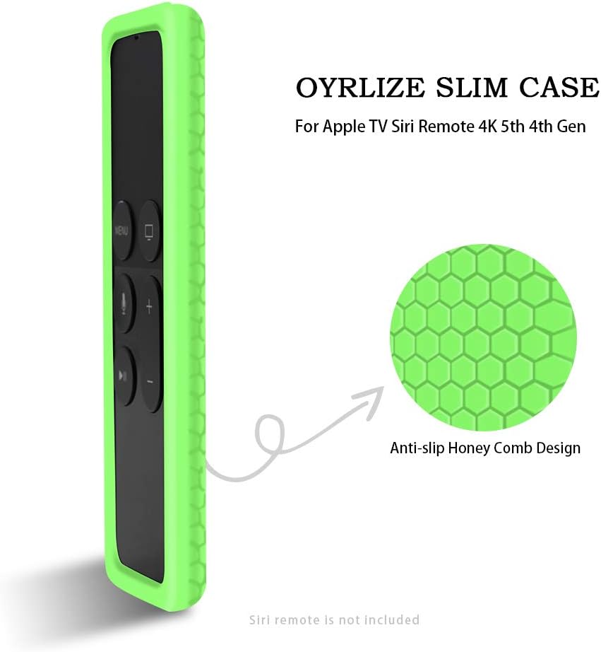 2Pack Silicone Protective Case Compatible for Apple TV 4K 5th, 4th Gen Remote,Remote Case Holder Skin for Apple TV Siri Remote Control,Shock Absorption Bumper Remote Back Cover -Glowgreen+Glowblue