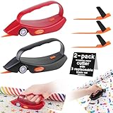 LIZAAL 2-Pack Gift Wrap Cutter with 3 Replaceable Blades | New Wrapping Paper Cutter with Wheels | Birthday and Christmas Wrapping Paper Cutter Slider for Home, Office or Classroom (Black & Red)