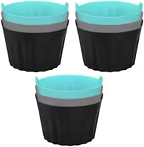 369pcs Air Fryer Silicone Basket Mold Egg Poacher Cupcake Baking Cups Ramekins For Ovens(9pcs black)