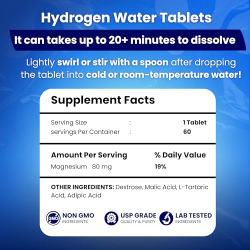 PHM Hydrogen Water Tablets for Drinking Water - H2 Molecular Tabs | Magnesium Pills, Electrolytes Hydration Supplement to Support Healthy Aging & Energy Boost | 90 Tablets, 3 Months Supply - Image 3