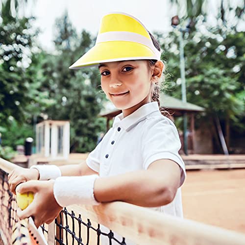 Zowya Clear Sun Visor Hats For Girls Boys Plastic Color Visor Caps For Kids Pvc Tennis Beach Cap Uv Protection Adjustable Yellow thumb #5
