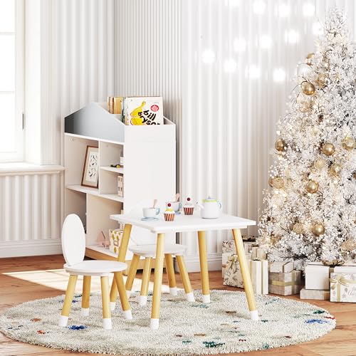 UTEX-Kids-Table-with-2-Chairs-Set-for-Toddlers-Boys-Girls-3-Piece-Kiddy-Table-and-Chairs-Set-White UTEX Kids Table with 2 Chairs Set for Toddlers Boys Girls 3 Piece Kiddy Table and Chairs Set White
