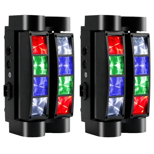Areyourshop Moving Head Bühnenlicht, DJ Licht Disco Licht 8x10W RGBW 4 IN 1 LED Lichteffekt,Mini Partylicht Stage Lights mit DMX512/Sprachmodus für Bar Party Club Oktoberfest Weihnachten 2 Stück