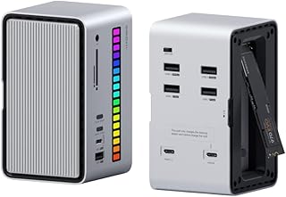 Hagibis USB C Docking Station with M.2 NVMe SATA SSD Enclosure Adapter, LED Strip Light USB 3.2 Gen 2 (10 Gbps) to NVME PCI-E SATA M-Key/(B+M) Key Support UASP for NVME/SATA SSDs for MacBook Pro