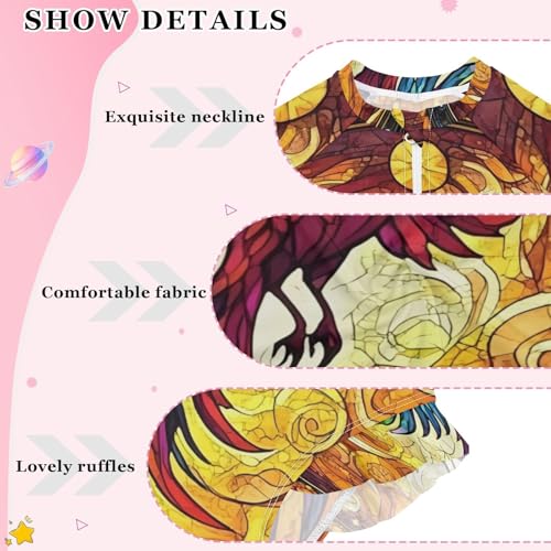Girls One Piece Swimsuits Long Sleeve Swimsuit Zipper Bathing Suits Phoenix Fire Wing Rainbow Glass3