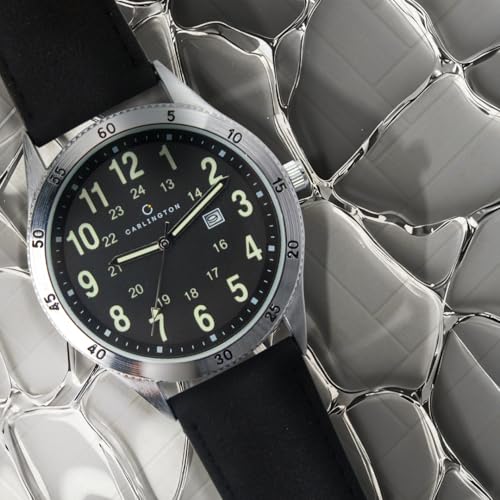 Image of Carlington Aristocrat Series Analog Date Watches for Men with Premium Leather Strap - CT 1076