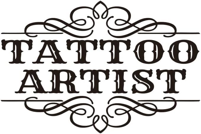 Maxsafe 22x16inch Tattoo Artist Studio Wall Decal Salon Decoration Logo Wall Window Sticker Removable Vinyl (Black)