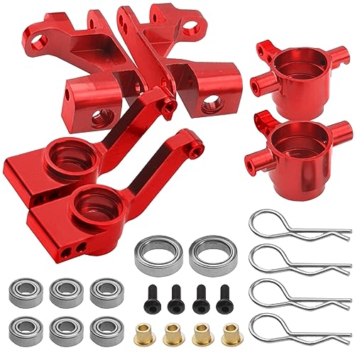 Vgoohobby Metal C-Hubs Caster Blocks, Steering Blocks & Rear Stub Axle Carriers w/Ball Bearings Compatible with 1/10 Traxxas Slash 4X4, Stampede 4X4, Rustler 4WD Replaces of 6837 6832 1952 (Red)