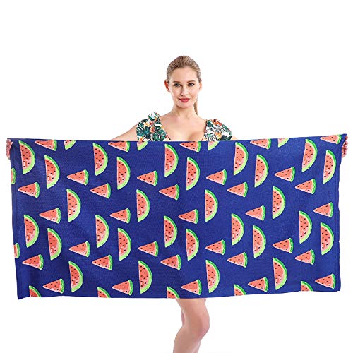 KavRave Beach Towel, Oversized Microfiber Beach Towels for travel, Quick Dry Towel for Swimmer Sand Proof Beach Towels for Women Men Girl, Cool Watermelon Beach Towel Super Absorbent Beach Accessories