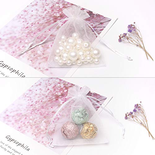 Akstore AKGF8-10-1 50Pcs 3.15"X4"(8X10Cm) Sheer Drawstring Organza Jewelry Pouches Wedding Party Christmas Favor Gift Bags (White thumb #4
