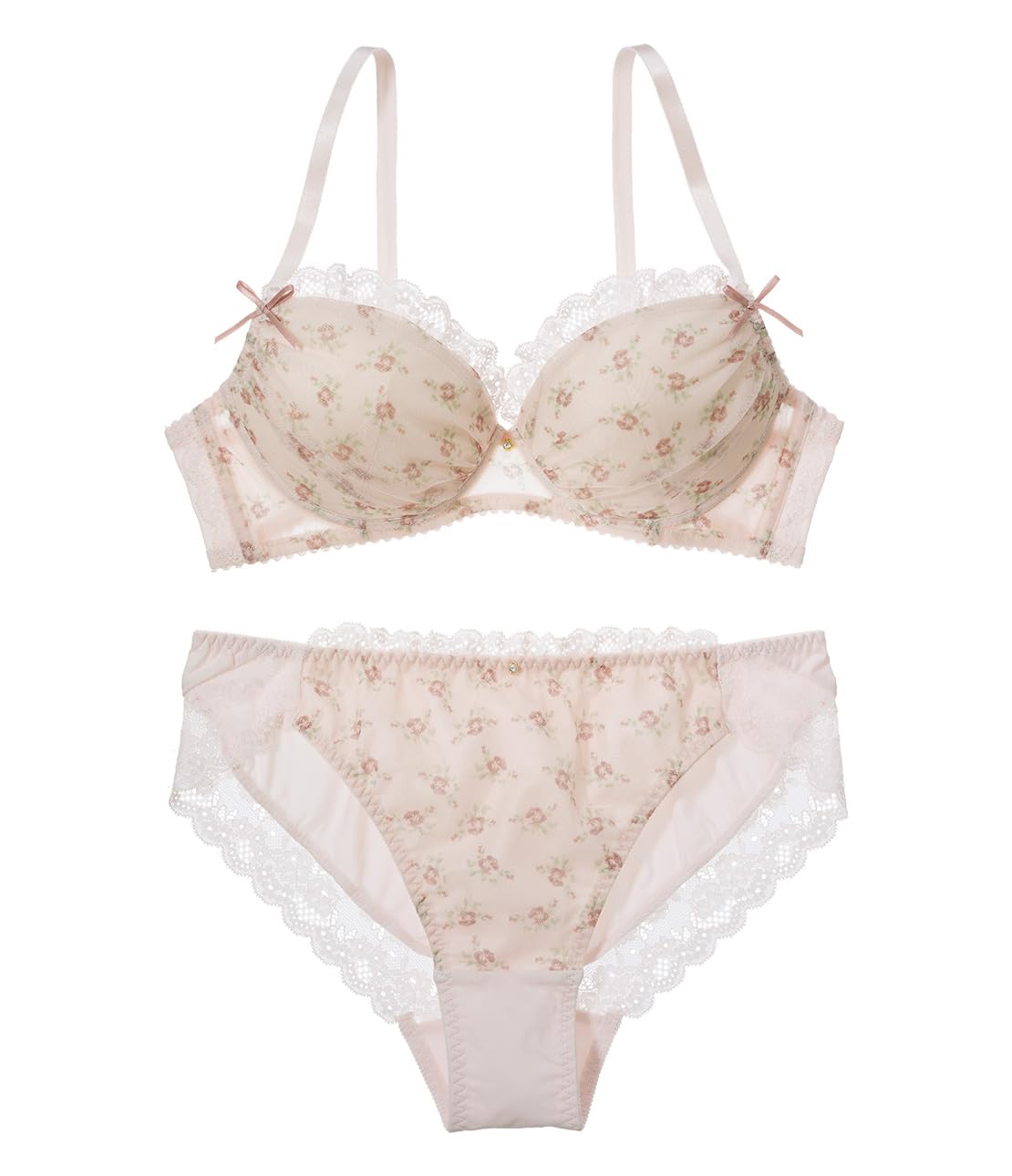 【PEACH JOHN】ハートチュールノンワイヤーブラセットベージュ&ブラック PEACH JOHN ブラジャー ショーツセット ハートチュールノン