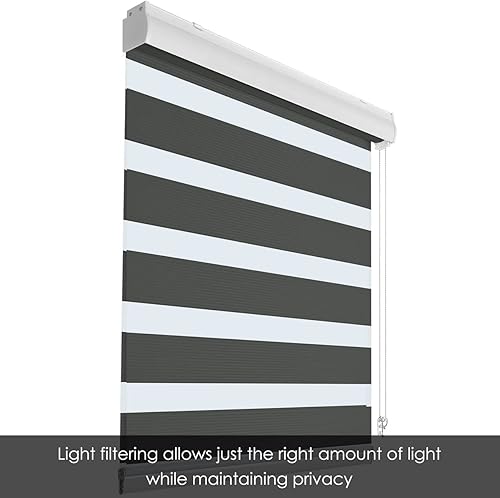 Miniatura 3 de Persianas de cebra, enrollables, horizontales para ventanas, traslúcidas para filtrar la luz, con control de luz y de privacidad, de 50 pulgadas de