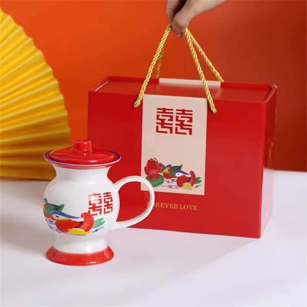Chinese Retro Special Kuso Designed Spittoon Cup Set (Red)
