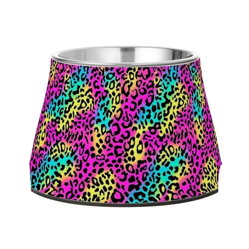 Ciotole fluorescenti per cani leopardo con supporto in acciaio inox ciotole di base per cani a alimentazione lenta baffi affaticamento