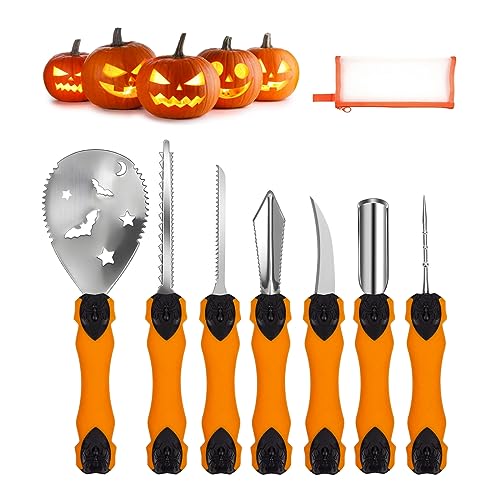 Wegoodlife Halloween Pumpkin Carving Kit, 7 Pcs Professional Heavy Duty Carving Set, Stainless Steel...