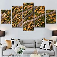 SIGNWIN 5 Panel Canvas Wall Art Modern Art Aerial Expressive Global Landscape Mountain Multicolor Photography for Home Decorations Ready to Hang - 60