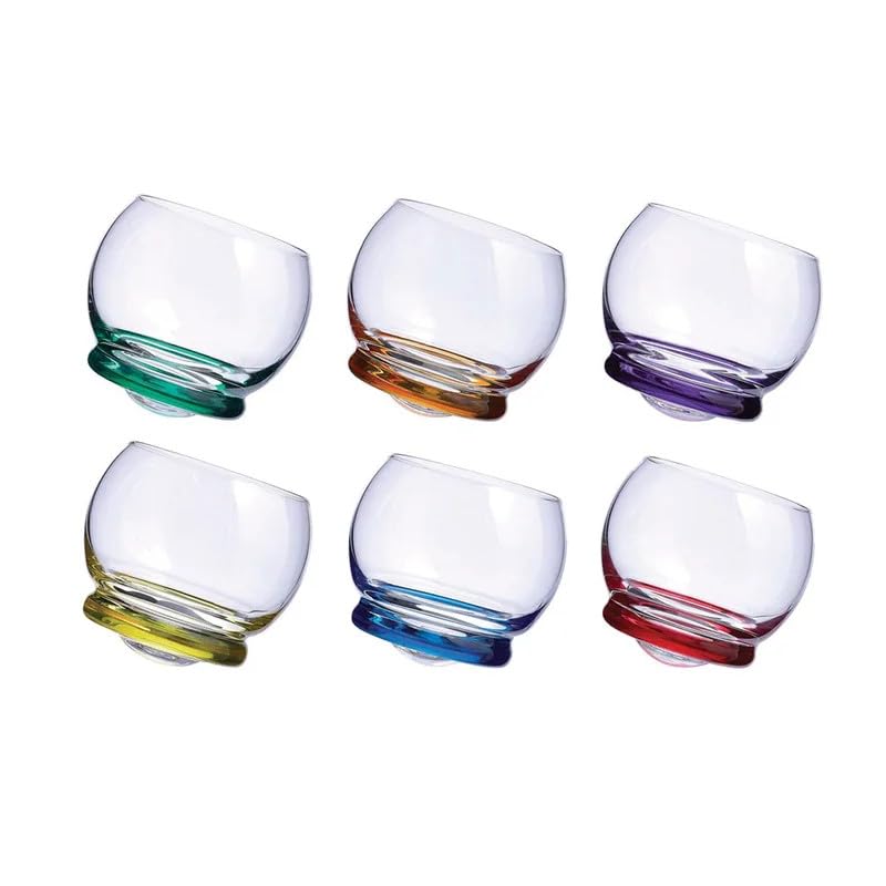 ONLYLUX Set 6 bicchieri Acqua old fashion collezione Trottola colori assortiti, OL00589