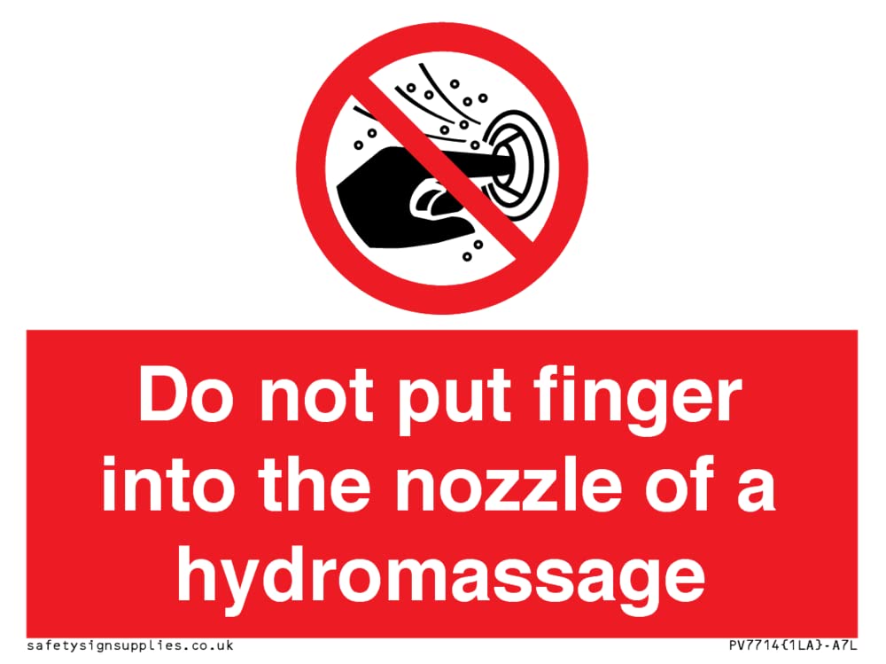 Do not put finger into the nozzle of a hydromassage Sign - 100x75mm - A7L