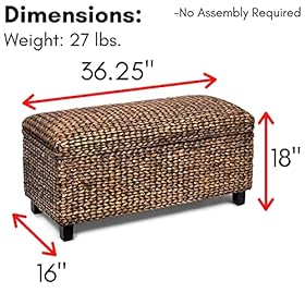 BIRDROCK HOME Storage Ottoman Bench - Bed Storage Trunk - Espresso Bench - Chest - Safety Hinges (Brown Wash) 51T9cky5lHS. SS280