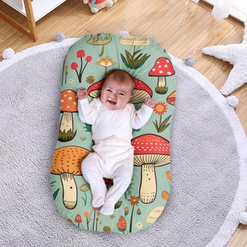 Image of ZOUTAIRONG Mushroom FlowerSoft Bassinet Sheets Dinosaur Comfy Polyester Cradle Sheets for Baby Boys Girls Universal Fit for Most Cradle and Bassinet Mattress Blue