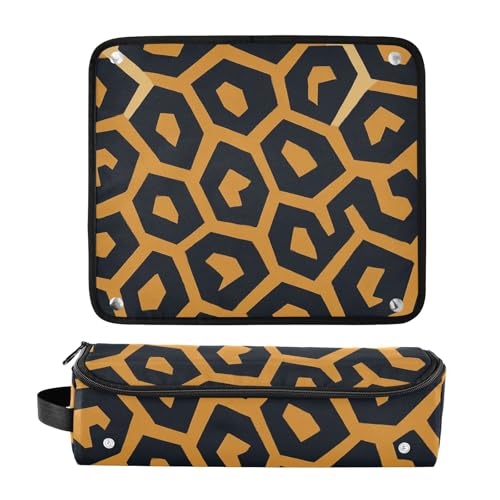 Bolsa de viaje para herramientas de cabello resistente al calor, impermeable, portátil, con tapete aislante para planchas, rizadores y secadores. Diseño geométrico con estampado de leopardo. miniatura 3