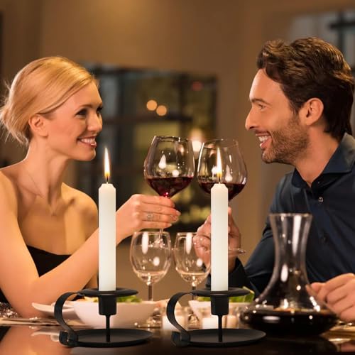 Taper Candle Holders, 2 Count Candlestick Holders, Black Candle Holder Decor - Image 4