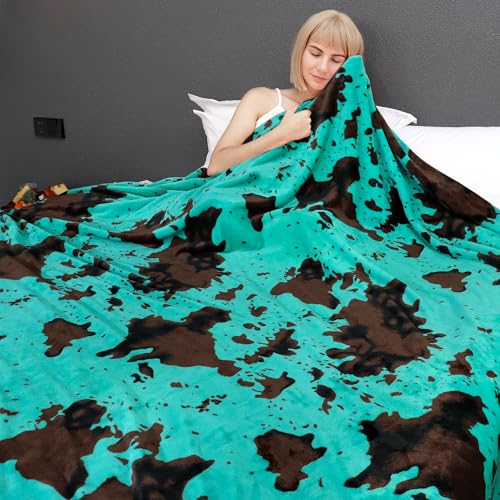 Image of Queen Size Blankets for Bed - Teal Blue Soft Queen Fleece Throw Blanket Full Size Turquosie Fuzzy Cozy Bedding for Bed Couch All Seasons Bedroom Home Decor 90 inchx90 inch