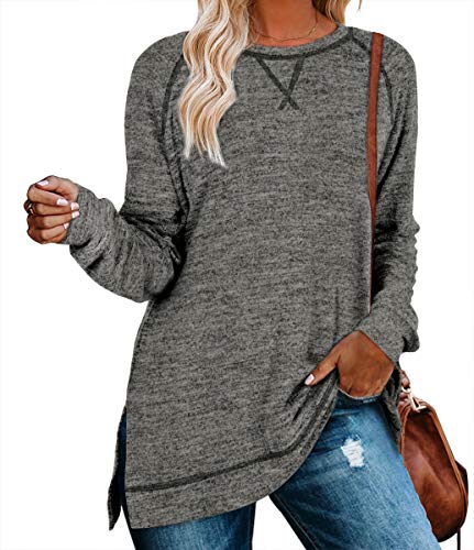 Image of Aokosor Womens Sweaters Long Sleeve Shirts Lightweight Side Split Tunic Tops for Leggings Trending Now 2023