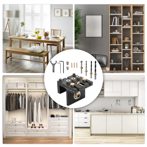 3-in-1 Pocket Hole Jig Kit,6/8/10/15mm Drilling Template Self-Centeringfor Woodworking Exact Dowel Holes, with Positioning Clip Adjustable Drill Guide Punch Locator Carpentry Tools 7 3-in-1 Pocket Hole Jig Kit,6/8/10/15mm Drilling Template Self-Centeringfor Woodworking Exact Dowel Holes, with Positioning Clip Adjustable Drill Guide Punch Locator Carpentry Tools - Image 7