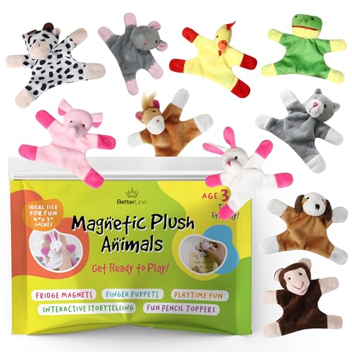 Fun and Educational Animal Fridge Magnets for Kids -Soft Plush Magnetic Animal Characters for Learning and Play, Fridge Toys for Toddlers 1-3, Board Magnets, Locker Buddies