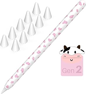 NIUTRENDZ Cow Print Case for Apple Pencil 2nd Generation Case Cover Silicone Protective Sleeve Skin Accessories with 10pcs Apple Pencil Tips Cover (Apple Pencil 2nd Generation, Pink)