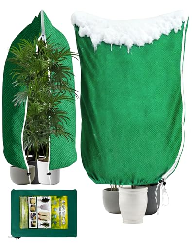 Akunsz 2 Stück Pflanzenschutz Winter 180x120cm Winterschutz Pflanzen Kübelpflanzen 80g/㎡ Frostschutz Pflanzen Haube überwintern Kälteschutz Winterabdeckung Pflanzen Pflanzenschutzhaube Palmen Grün